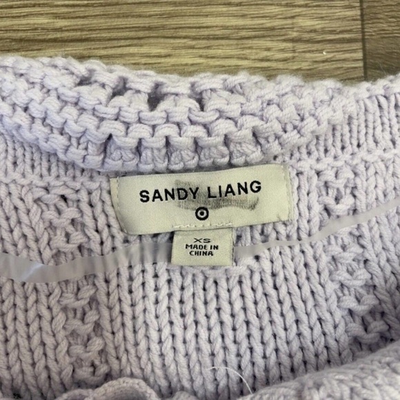 NEW Sandy Liang x Target Lilac Purple Pointelle Crochet Knit Pullover Sweater - Picture 4 of 9